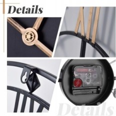 Zid Clock Veliki okrugli metal tihi berba Ø 60 cm yumyolk