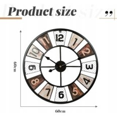 Horloge murale grosse ronde en métal silencieux vintage Ø 60cm Yumyolk