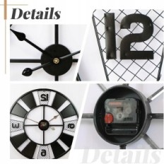 Horloge murale grosse ronde en métal silencieux vintage Ø 60cm Yumyolk