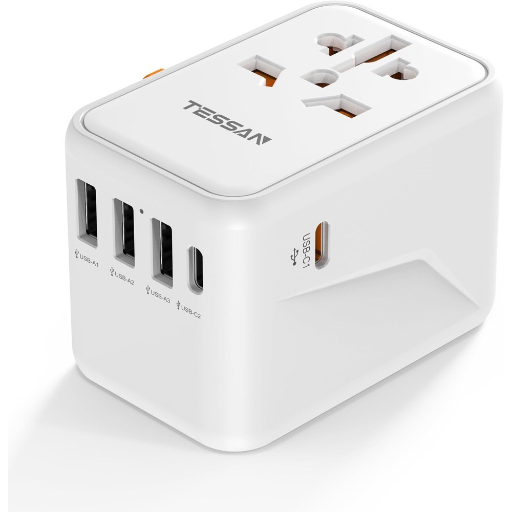 Adaptador de viagem Tessan 3xUSB e 2xUSB-C, TS-636DT