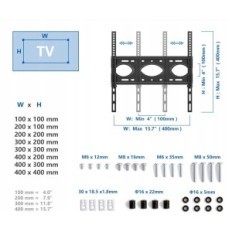 RFIVER riteņu bāze TV 23-55 '' līdz 40 kg, VESA 400x400mm