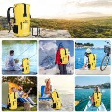 Mochila 35l à prova d 'água, mochila de viagem, amarelo