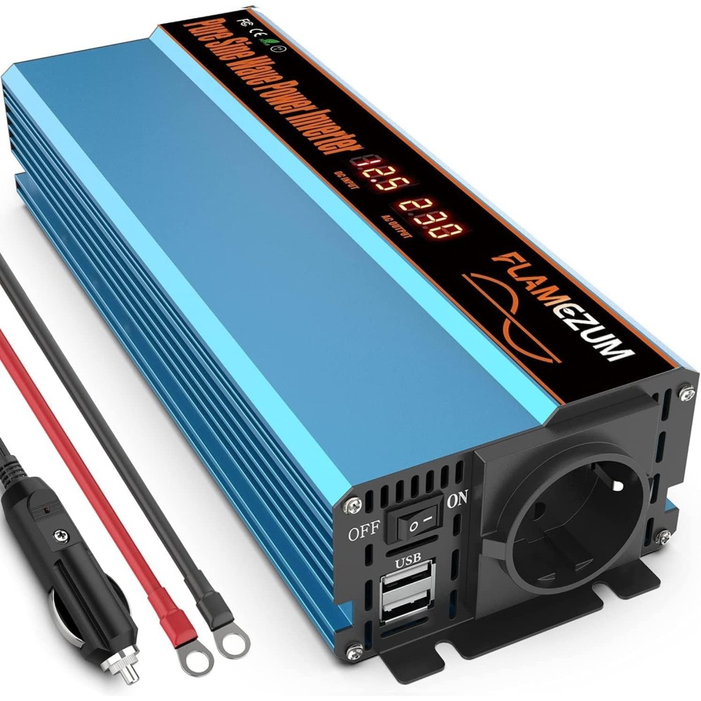 Flamesum Converter 1000 W, z 12 V za 230 V, Pure Sinusoid, 2xusb