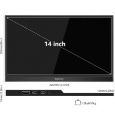 Tragbare Intersophie 14 '' 1920x1080P IPS-Bildschirm Matte Zusätzlicher Monitor für Laptop und Konsole