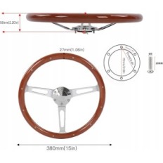 FYDUN 380 mm volante, universale, classico, stile vintage, marrone
