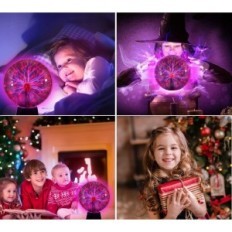 Theefun 20 cm Boule à plasma, Touch Sensible et son, Thunderbolt sphérique