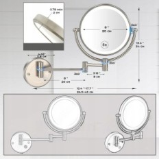 Rekrodor-Make-up-Spiegel, 8 Zoll mit 7W Hintergrundbeleuchtung, 1x / 5x, Messing