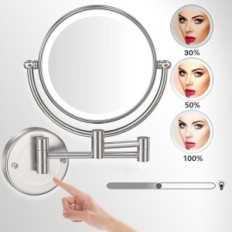 Reckodori make-up peegel, 8 tolli 7W taustvalgustusega, 1x / 5x, messing