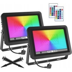 Naświetlacz zewnętrzny T-SUNUS RGB 100 W, 16 kolorów, 4 tryby, IP66, 2 szt