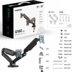 OncRon G160 desk holder on two screens 13-27 '', VESA 100x100m and up to 6.5kg