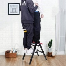 Ladder de alumínio dobrável Baoyouni 47x6cm com duas etapas, preto