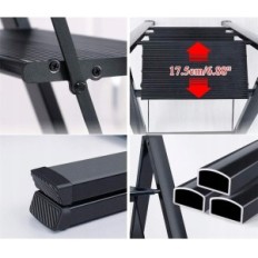 Foldable aluminum ladder Baoyouni 47x6cm with two steps, black