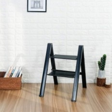 Foldable aluminum ladder Baoyouni 47x6cm with two steps, black