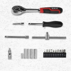 ZkH 6,3 mm Socket Key sada s 1/4 ", 52 ks chrastítka.
