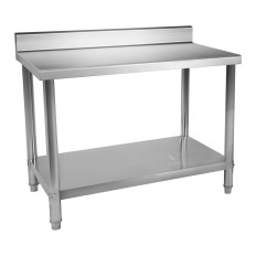 Tabella. Piano di lavoro. Parete di catering con un rack. Acciaio inossidabile 100x70cm