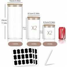 Glas opslag potten met alouweeky deksels, set van 5 stuks