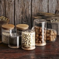 Bocons de rangement en verre avec couvercles Alouwekukuy, ensemble de 5 pièces