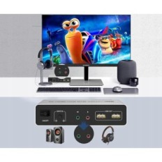 Kytkin KVM YeemiE Pro DisplayPort / HDMI 2 tietokoneelle 4K, 3xusb