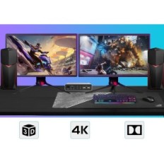 Přepínač KVM Yiemie Pro DisplayPort / HDMI pro 2 počítače 4k, 3xUSB