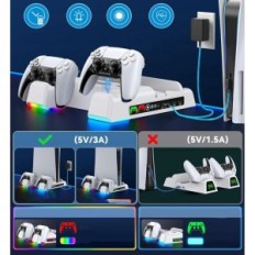 OIVO IV- P5237 töltőállomás PS5 és vezérlők, RGB hűtés