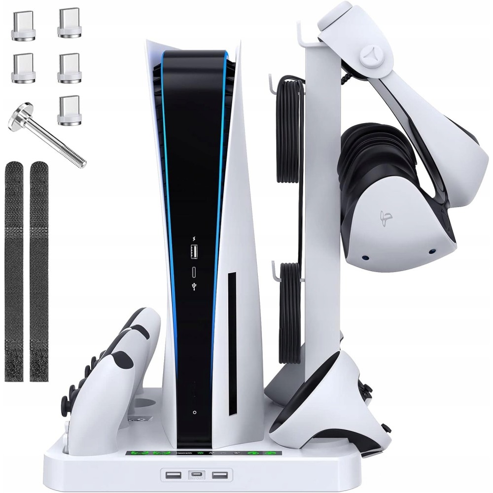 5 en 1 stand para la consola PSVR 2 PS5 con la estación de carga de Hasdera Cooler