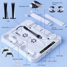 5 in 1 Stand für PSVR 2 PS5-Konsole mit Kühler-Hasdera-Ladestation