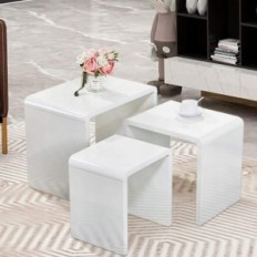 Set van 2 Goldfan Side Tables, 55x48x40 cm, wit