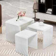 Ensemble de 2 tables latérales Goldfan, 55x48x40 cm, blanc