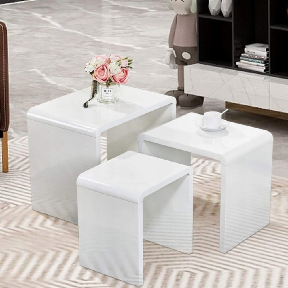 Conjunto de 2 mesas laterais Goldfan, 55x48x40 cm, branco