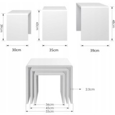 Conjunto de 2 mesas laterais Goldfan, 55x48x40 cm, branco