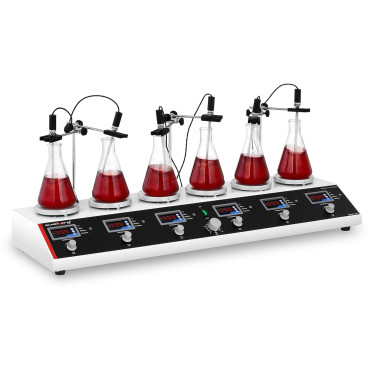 Magnetické laboratórium miešadiel 99DEG C Časovač 6 Stojany + miešadlá