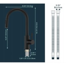 Keukenbatterij Forius FRKF43B, 360 °, 2 modi, 42,5 cm, zwart
