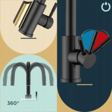 Bateria de cozinha Forius FRKF43B, 360 °, 2 modos, 42,5 cm, preto