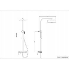 Yoozena 1611 shower system, with thermostat, 70x40x7 cm, chrome used