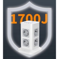 Tessan GZ7-skjøteledning med bryter, 3600 W, 8 stikkontakter, 3хUSB-A, 1хUSB-C