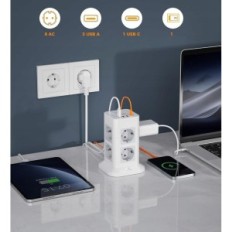 Tessan GZ7 pikendusjuhe lülitiga, 3600 W, 8 pistikupesa, 3хusb-a, 1хUSB-c