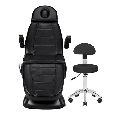 Elektrische cosmetische stoel SILLON Lux 273b 3 motoren + kruk 304 zwart — vooraanzicht