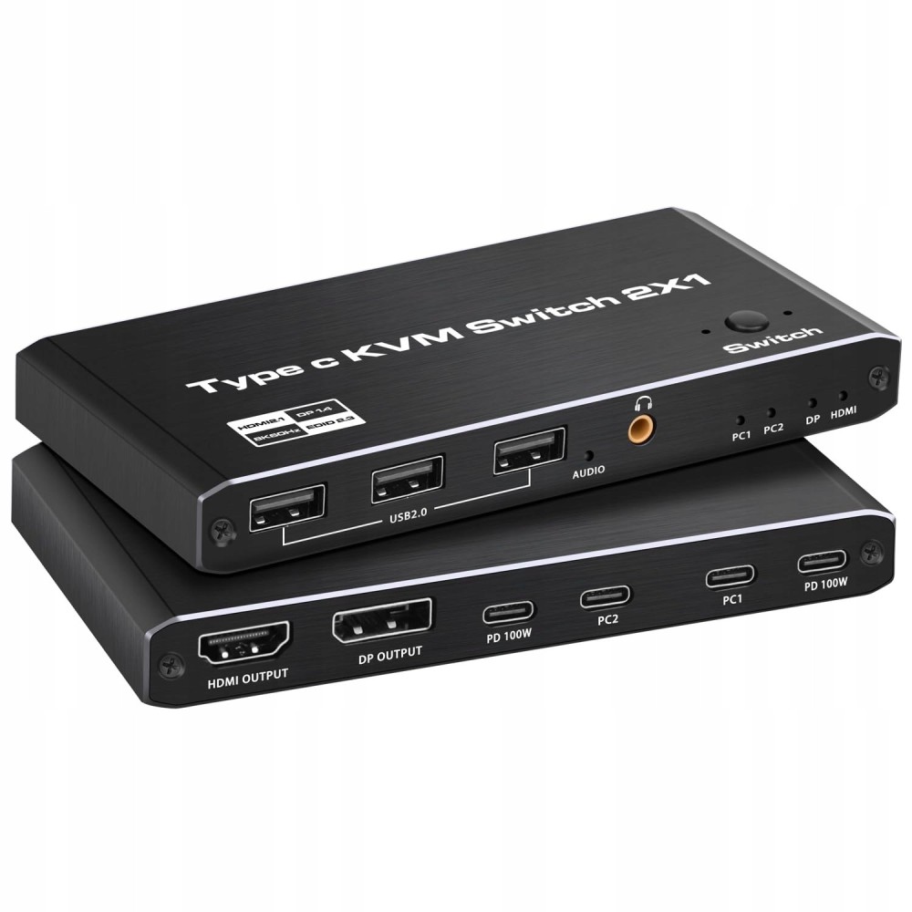 Cambie KVM TENDAK DAV-072-BK, 4xusb 2.0, 8k @ 60Hz, 4K @ 120Hz, 100W PD