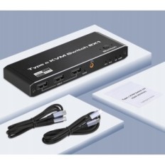 Διακόπτης KVM TENDAK DAV-072-BK, 4XUSB 2.0, 8K @ 60Hz, 4K @ 120Hz, 100W PD