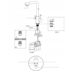 Kokbon keukenkraan met waterfilter, 1/2 inch, messing, chroom