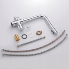 Kokbon keukenkraan met waterfilter, 1/2 inch, messing, chroom