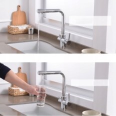 Robinet de cuisine Kokbon avec filtre à eau, 1/2 pouce, laiton, chrome