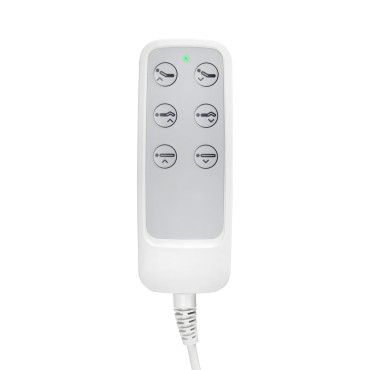 Cadeira cosmética elétrica SILLON Lux 273b 3 motores + banco AM-304 preto — close-up dos controlos