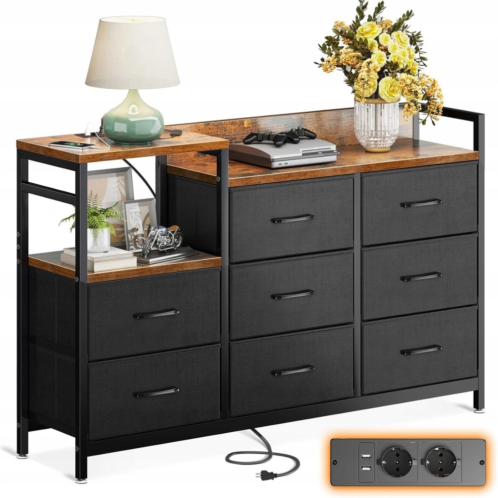 Dresser Disc-0156, 2 USB-porti ja 2 pesa, 132 x 30 x 88 cm, must