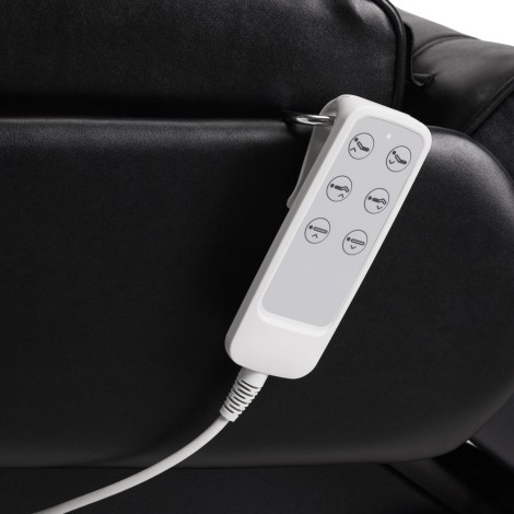 Cadeira cosmética elétrica SILLON Lux 273b 3 motores + banco AM-304 preto — close-up dos controlos