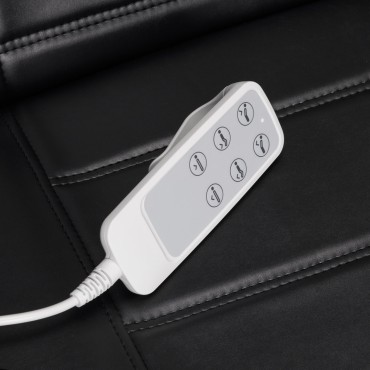 Elektromos kozmetikai szék SILLON Lux 273b 3 motorral + AM-304 zsámoly fekete — közeli kép a vezérlőkről