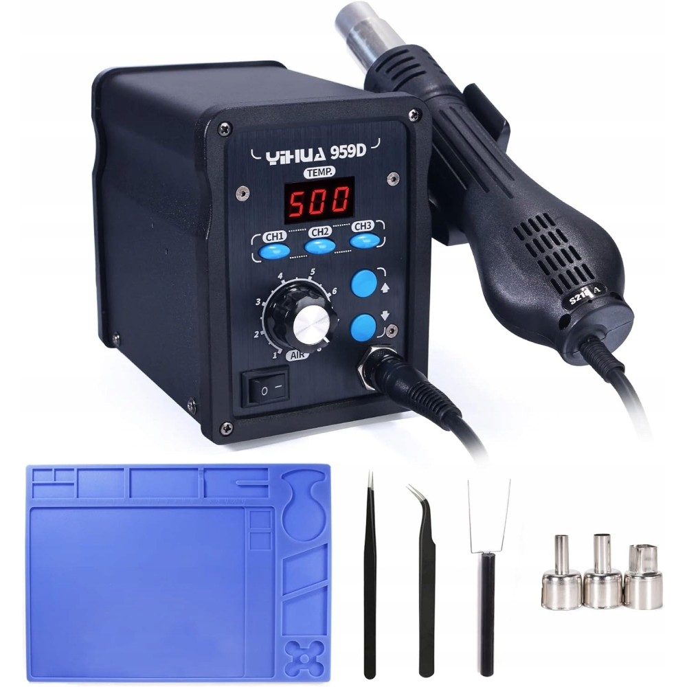 Loddestation til varmluft Yihua 959D SMD, 100-500 ° C, 700 W