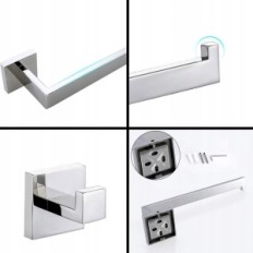 Badezimmerhalter Set Turs, 4 Stück, aus poliertem Edelstahl