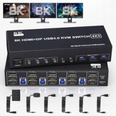 KVM KVM-switch switch 3.0 2xhdmi med 3xusb-a för 4 datorer