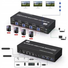 KVM KVM-switch switch 3.0 2xhdmi med 3xusb-a för 4 datorer